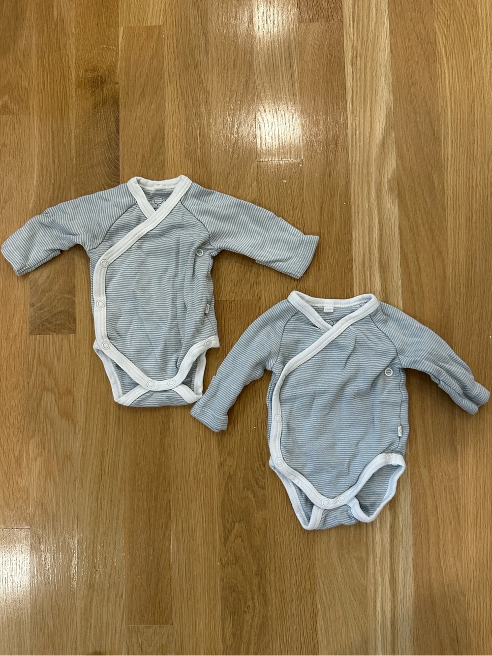 Mori Baby Kimono One-Piece Bodysuit in Light Blue Stripe (Set of 2), Newborn